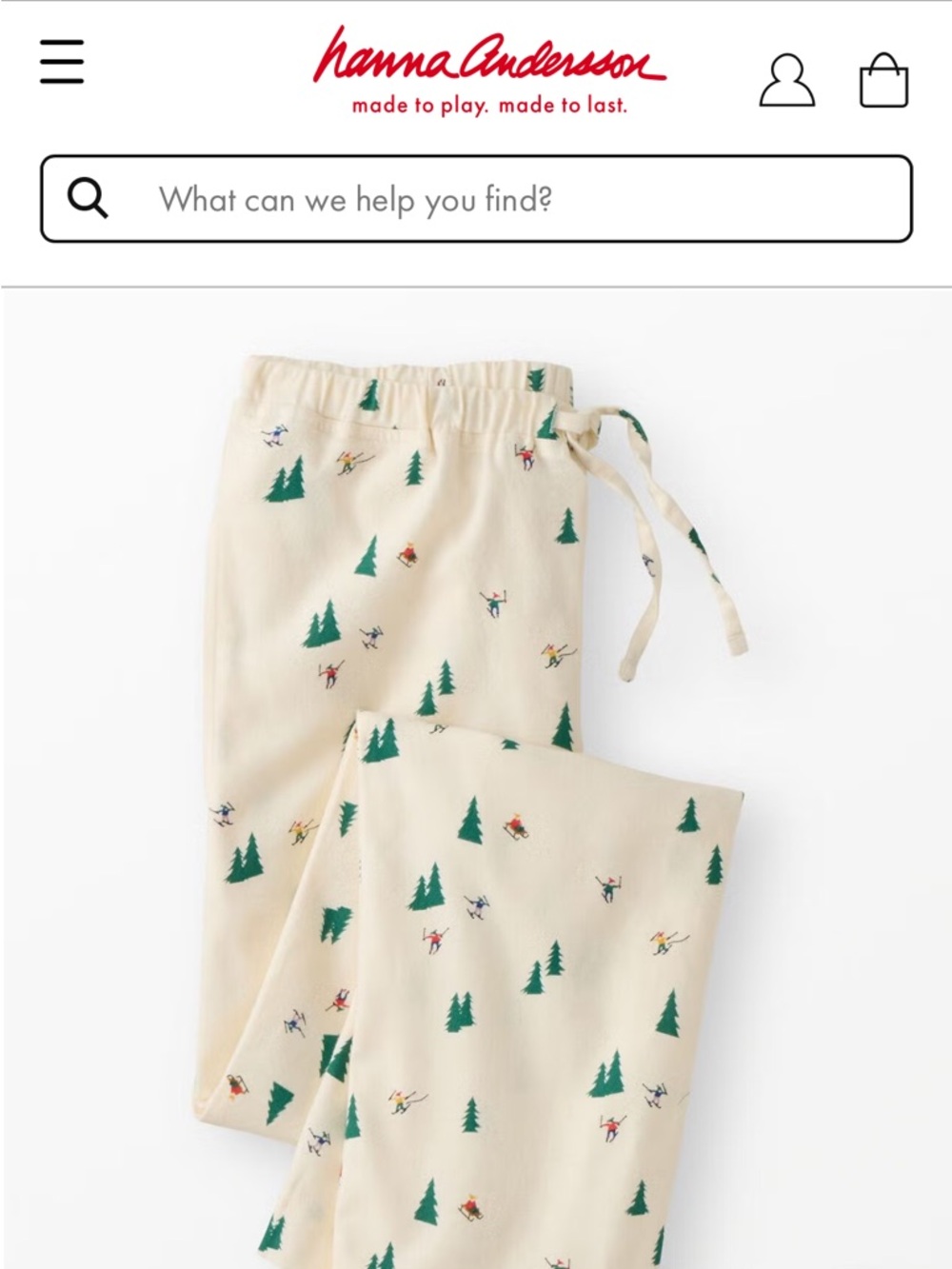 Hanna Andersson Cream Button-Up Shirt with Green Tree & Ski Print